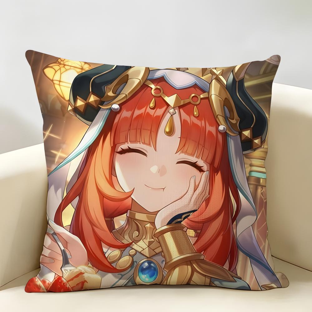 Nilou Genshin Impact Cushion Cover Natural Linen Organic Fabric DoubleSided Printing Room Sofa Decor Pillow Case