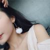 Statement Mink Fur Ball Plush Korean Brincos Fashion Jewelry Long Drop Earrings Dangle Earrings