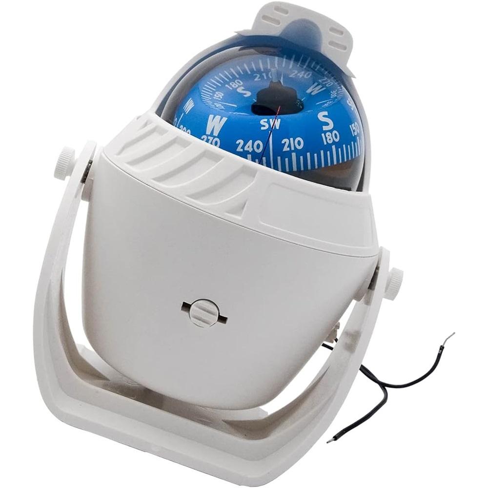 Marine Compass With Compass Mounted Waterproof Ball For Caravan Boats, White Rotating