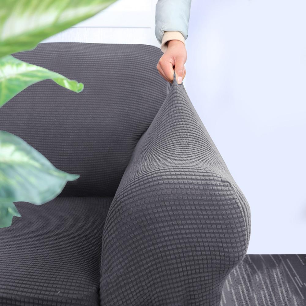 Stretch Sofa Slipcover Spandex Anti-Slip Soft Couch Sofa Cover 2 Seater Washable for Living Room Kids Pets Dark Gray