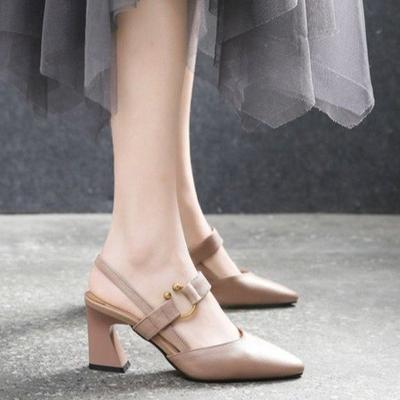 Летние сандалии женские повседневные квадратный носок подковообразный каблук толстый каблук высокий каблук модные повседневные кожаные женские туфли