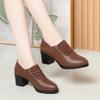 Fashion Autumn Winter Soft Sole Soft Leather Comfortable Thick Heel Shoes Middle Deep Mouth Fashion Women's Elegant Single Shoes Daily