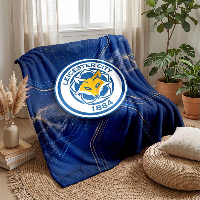 Leicester City Football Print Flannel Blanket, Soft Warm Lightweight Throw Blanket for Sofa Bed Camping
