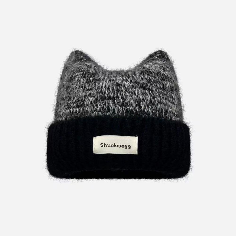 Windproof Knitted Beanie Warm Winter Cap Cute Cat Ear Hat Cold Weather