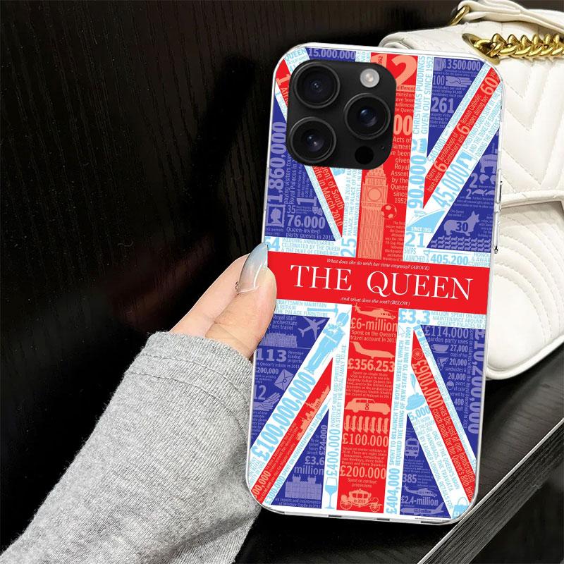 Чехол Union Jack Флаг Англии Великобритании для iPhone 17 Air 16 16E 15 14 11 Pro Max Мягкая крышка для телефона 12 13 Mini 7 SE 2020 8 Силикон Черный