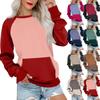 Womens Long Sleeve Sweatshirt Casual Round Neck Cute Pullover Tops Printing Lightweight Sweatshirt With Pocket