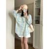 Color Blocking Checkered Shirt Women's Summer Korean Style Long Sleeved Sunscreen Jacket Loose Casual Ladies Clothing