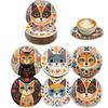 6 pcs Cat Wooden Coasters Devil's Eye Heat Resistant Coasters Puppy Design Mats  Kitchen Set