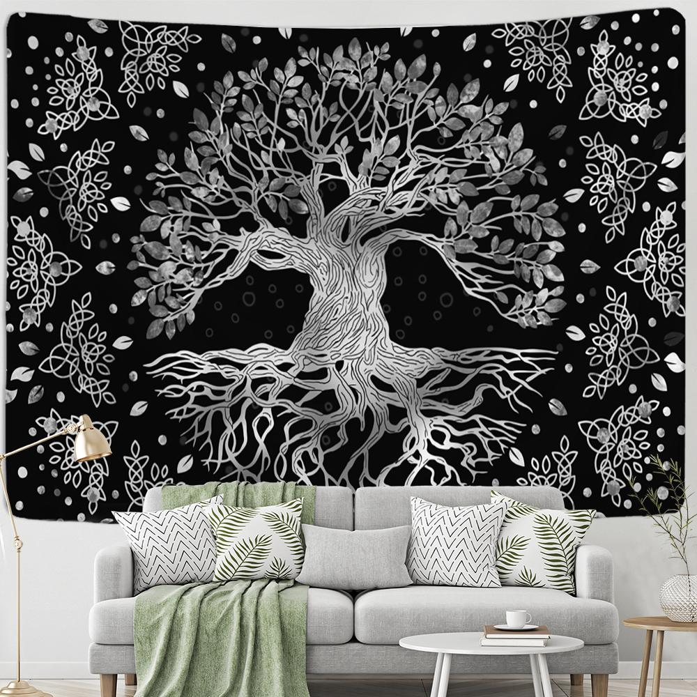 Зеленый Мистическое Древо Жизни Гобелен Настенный Психоделический Колдовство Tapiz Хиппи Искусство Домашнего Декора Фоновая Ткань