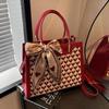 Houndstooth Red Women's Handbag: New 2025 Elegant Bride's Wedding Crossbody Tote for Moms