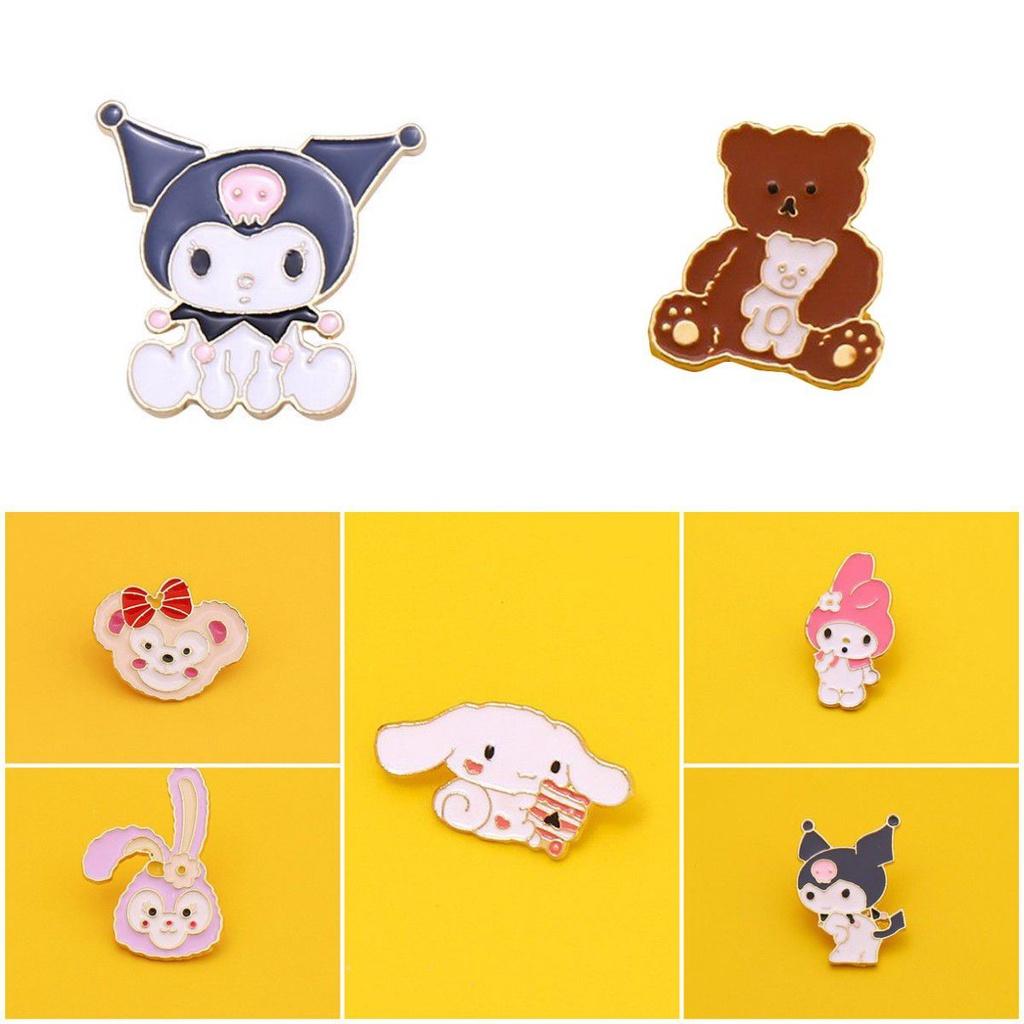 Очаровательная металлическая мультяшная брошь Sanrio с кроликом Мелоди и Куроми для школьных сумок