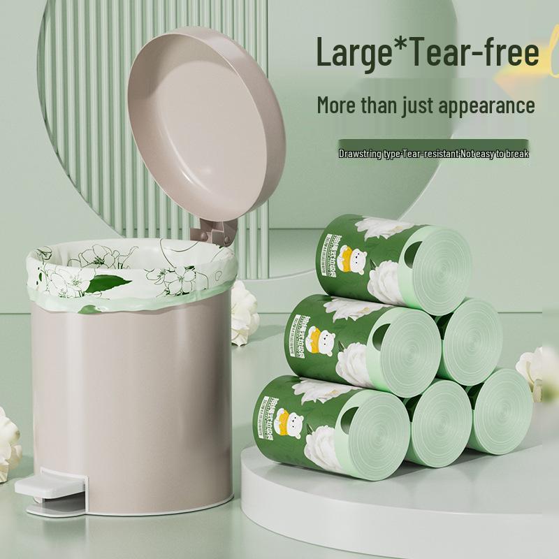 Camellia Print Extra-Thick Drawstring Kitchen Trash Bags