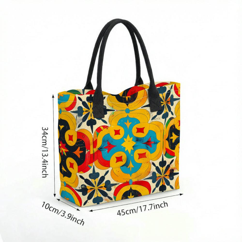 Bohemian Printed Tote Bag Casual Large Capacity Handbag for Daily Use