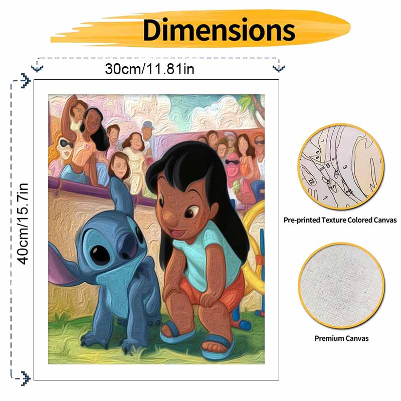 Disney Лило и Стич Масляная Живопись Арт Набор для Рисования Домашний Декор Стен Ручная Работа Подарок для Фанатов Мультфильмов Современное Искусство на Холсте DIY Поделки