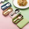 3pcs Children Spoon Forks Box Kids Stainless Steel Kids Cutlery Portable Baby Feeding Utensils