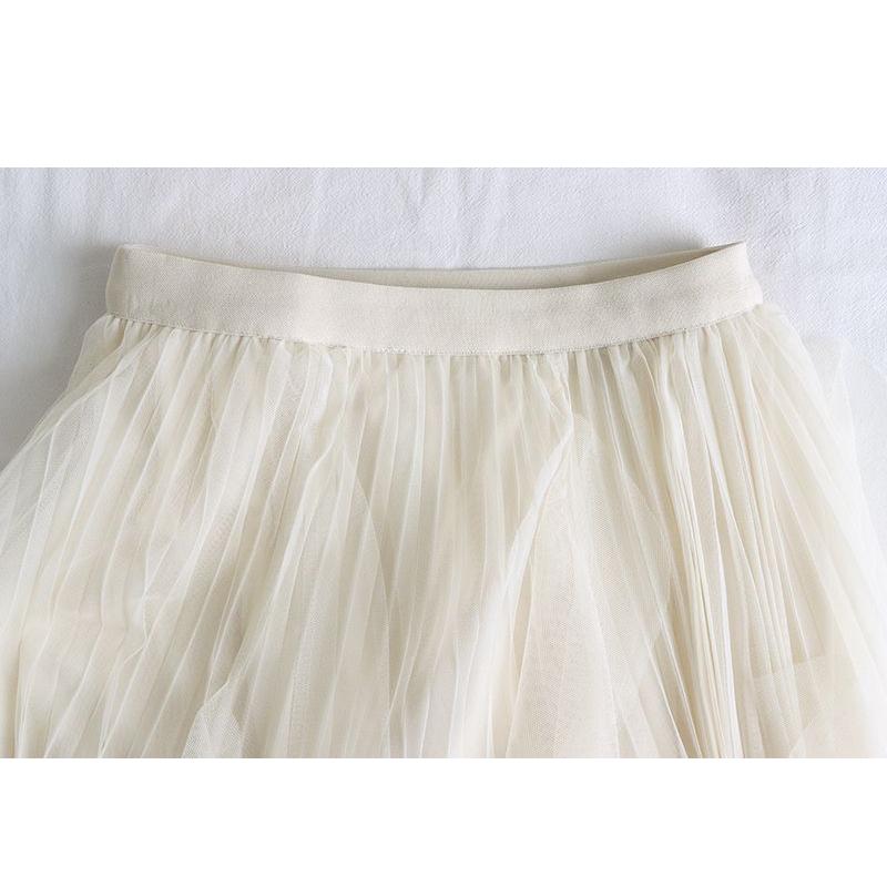 Летняя длинная макси-юбка женская FCute с высокой талией плиссированная юбка из тюля Kawaii сетчатая марля