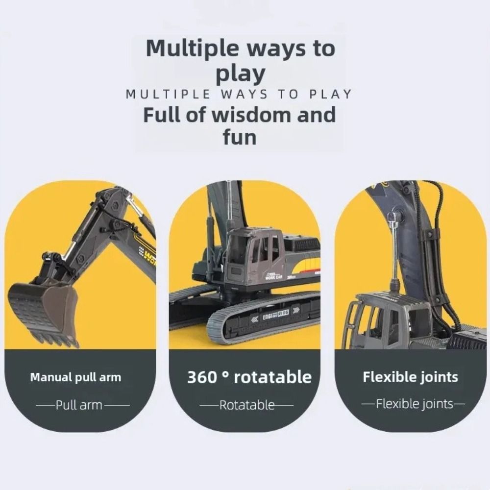 Flexible Joints Excavator Model Toy Rotatable Construction Vehicle Model  Collection