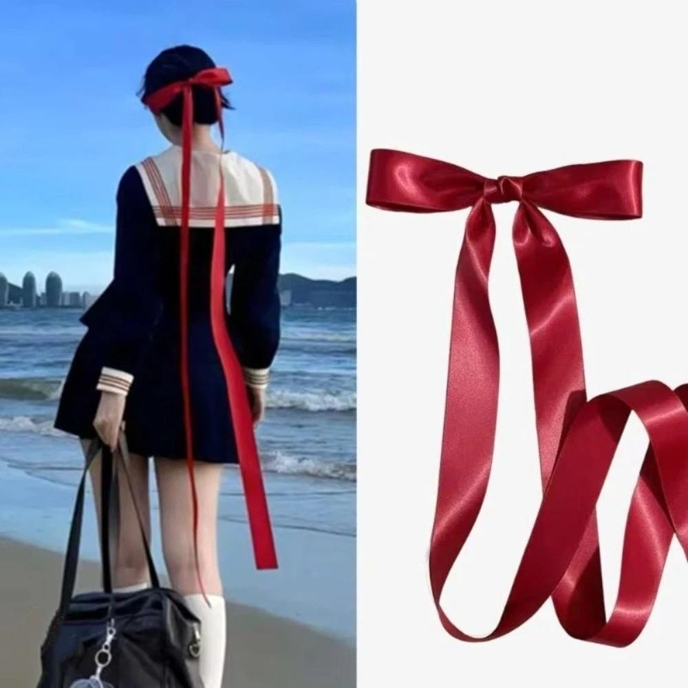 Sweet Extra Long Ribbon Bow Hairpin Satin Hair Accessories Cute Bowknot JK Hair Clip Fashion