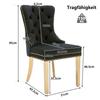 Chaise de salle à manger (dossier avec tirettes arrondies uniques, 4 branches), pieds en acier inoxydable doré, noir/doré