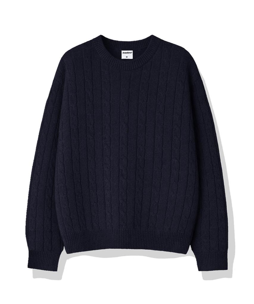 ANEWBROS Corner Round Neck Cable Knit 5 Colors [Anbk_6001]