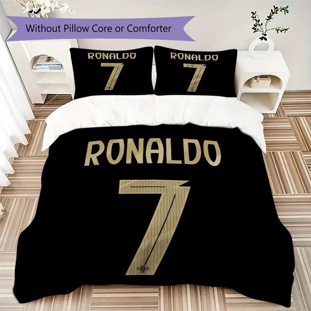 C Ronaldo Pattern Bedding uilt Set uilt Cover Pillowcase Home Decoration Birthday Gift (1 * duvet cover + 2 * pillowcase without core)