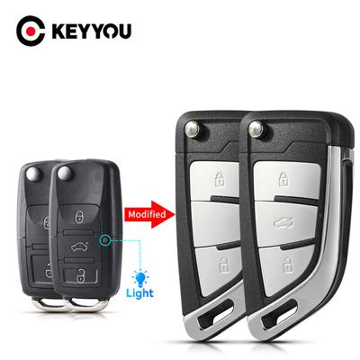 KEYYOU 2/3BTN модифицированный флип-чехол для дистанционного ключа автомобиля для VW Bora Golf Polo Passat Touran Seat Skoda Beetle Touran Jetta