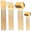 16Pcs Cutlery Luxury Golden Flatware Set, Stainless Steel Kitchen Dinner Spoons,Dinner Spoon Forks, Dinner Knives Silverware