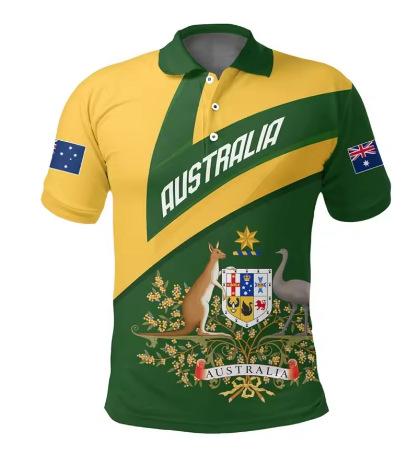 Australian flag polo shirt lapel short sleeve top summer trend clothes 3D printing oversized t-shirt