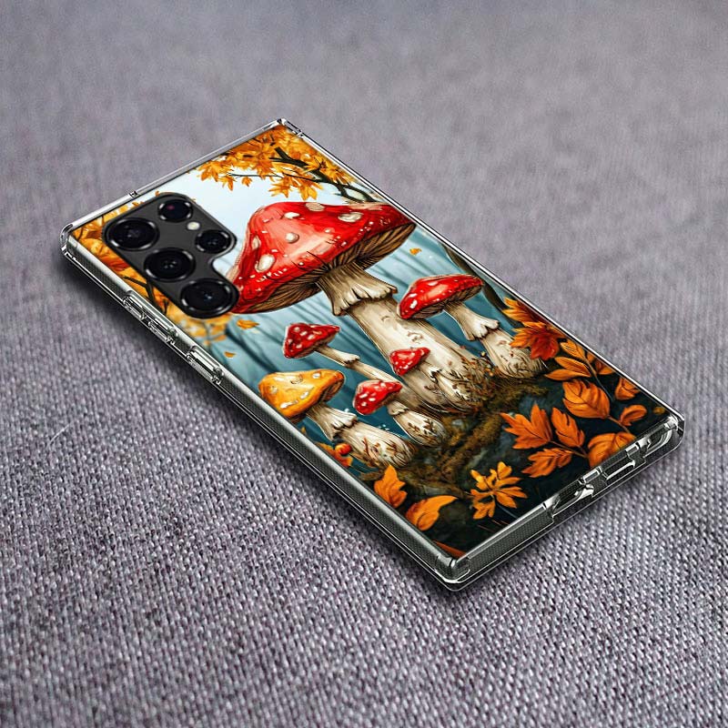 Colorful Mushroom Phone Case For Samsung Galaxy S24 S23 S21 S20 FE S22 S26 Ultra S25 Edge S10 Plus Cover Clear TPU Capa Shell Co