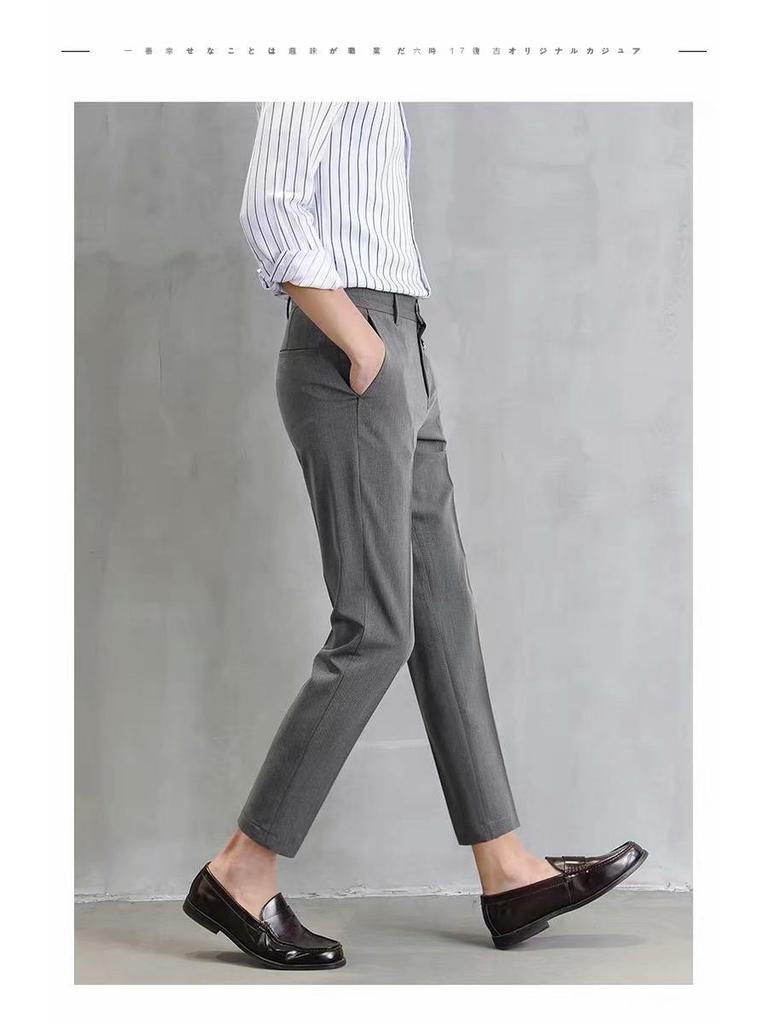 Мужские приталенные черные брюки от костюма в корейском стиле