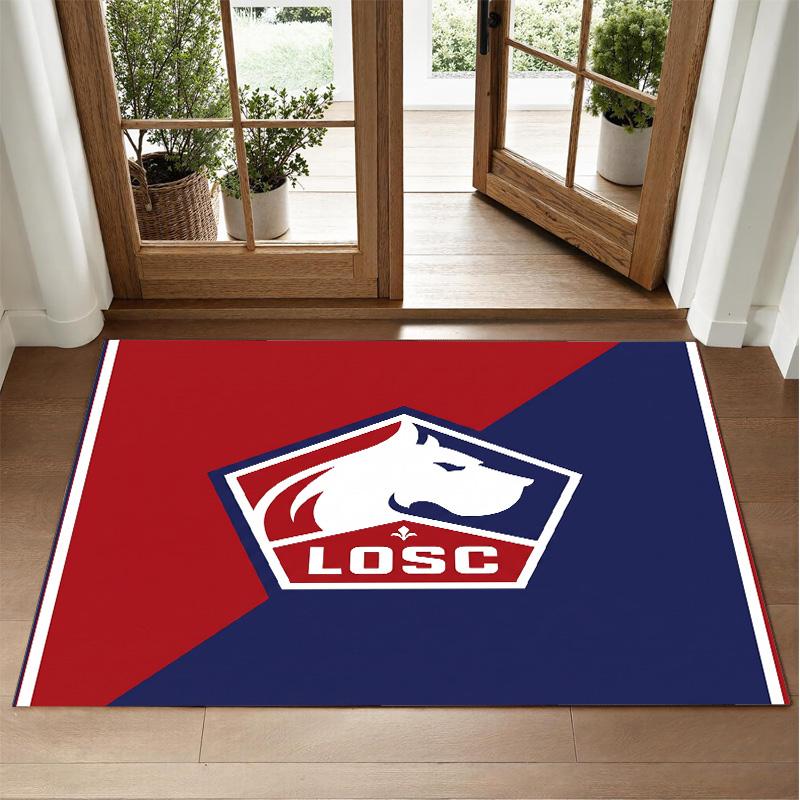 LOSC Lille FC Design Crystal Velvet Rug Soft Decorative Mat for Bedroom Entrance