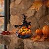 Yousheng Stained Glass Witch Hat Lamp, Handcrafted Retro Resin Witch Lamp, USB Powered Gothic Wizard Hats Night Light, Halloween Home Decor