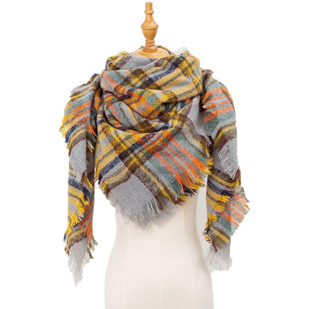Spring Autumn Winter Shawl Ladies Plaid Triangle Scarf