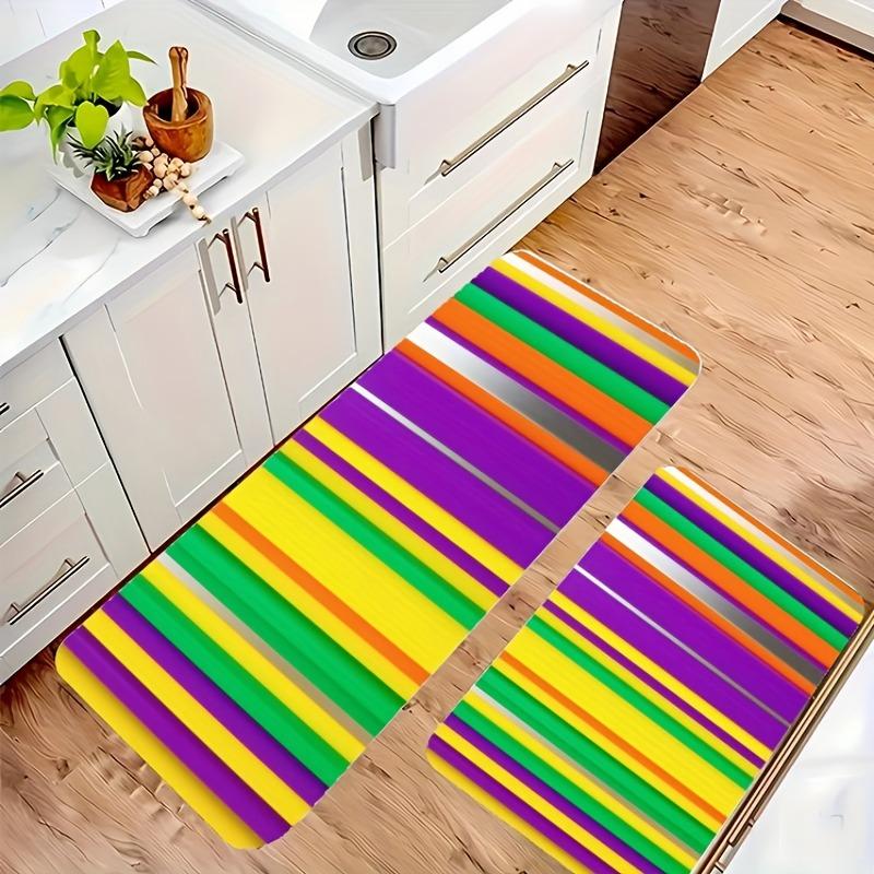 1PC Multidolor stropes Kitchen Rug Non-Slip Door Mat Pop design Bathroom Rug Bath Mat Carpet for Home Sink Laundry Decoreeree
