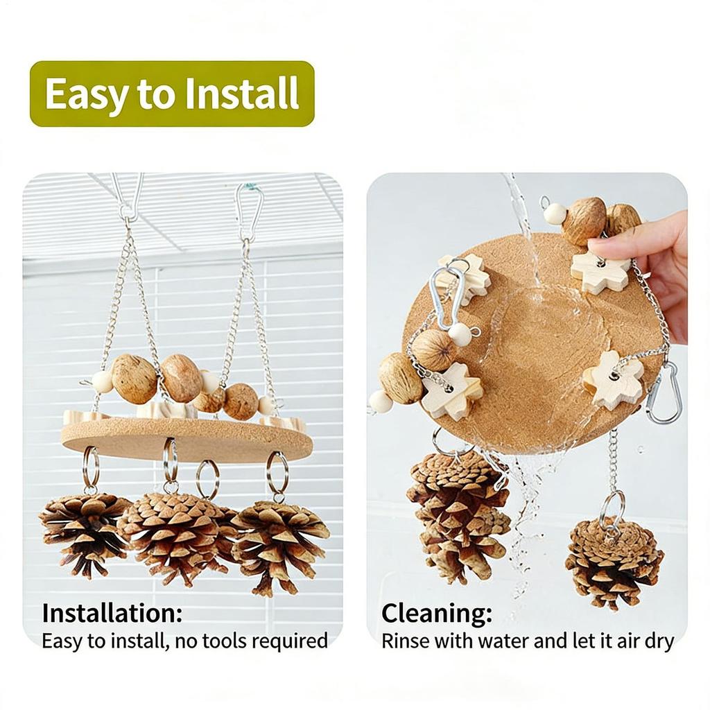 Cockatiel Toys Interactive Natural Funny Chew Swing Foraging Toys Bird Cage Accessories For Budgerigar Canary Conure Macaw