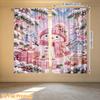 2pcs Rod Pocket Curtain with Pink Christmas Snowman Gifts Print, Stylish Window Drapes for Home Decor Living Room Bedroom