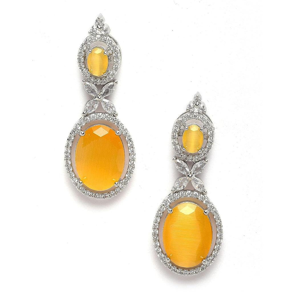 Оксидированные посеребренные серьги-капли овальной формы с американскими бриллиантами для девочек и женщин