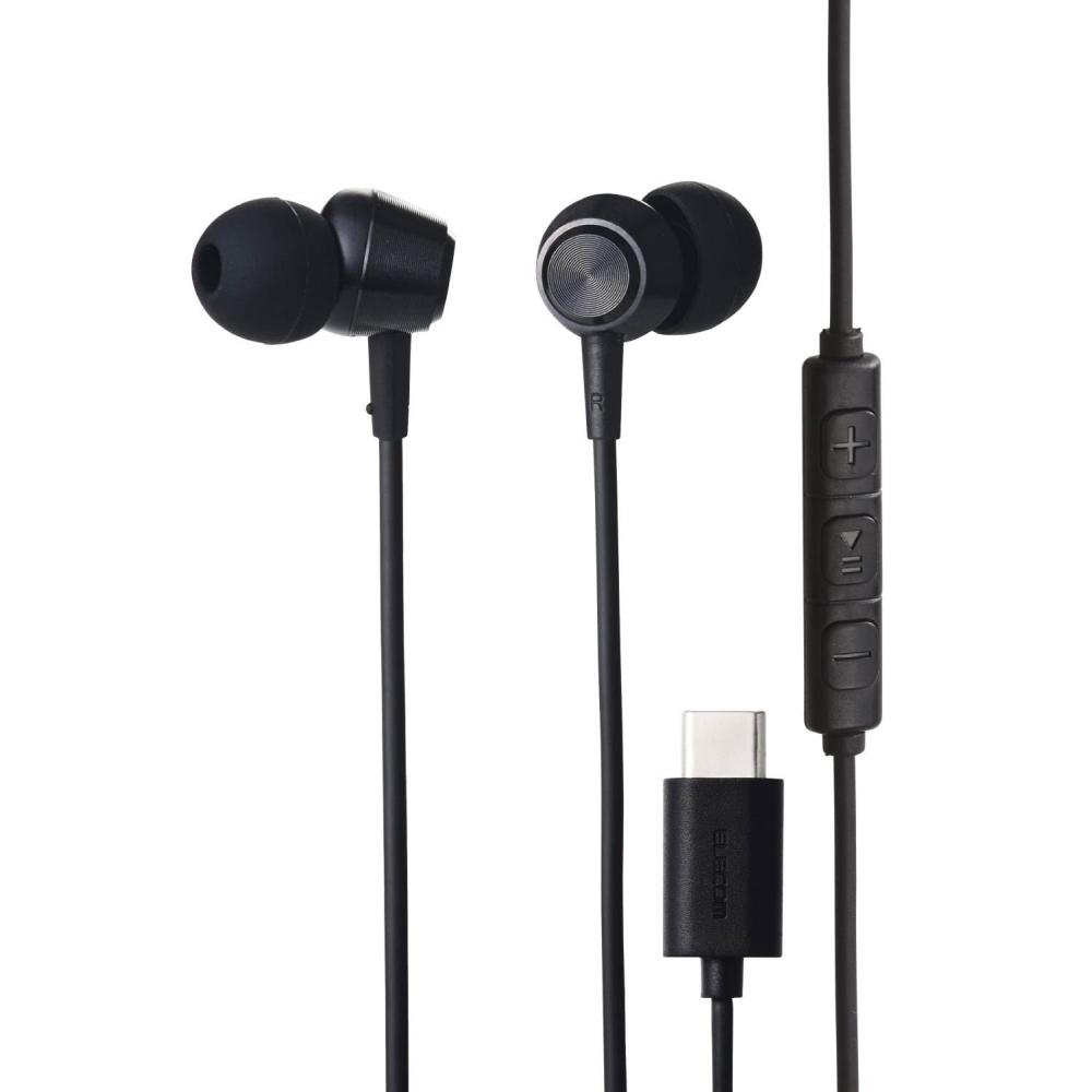 EHP-DF14CMBK ELECOM Earphones Type-C Wired Canal Type Heavy Duty Cable Not Easy To Disconnect No Audio and Video Discrepancies [Comes with PlaybackVol