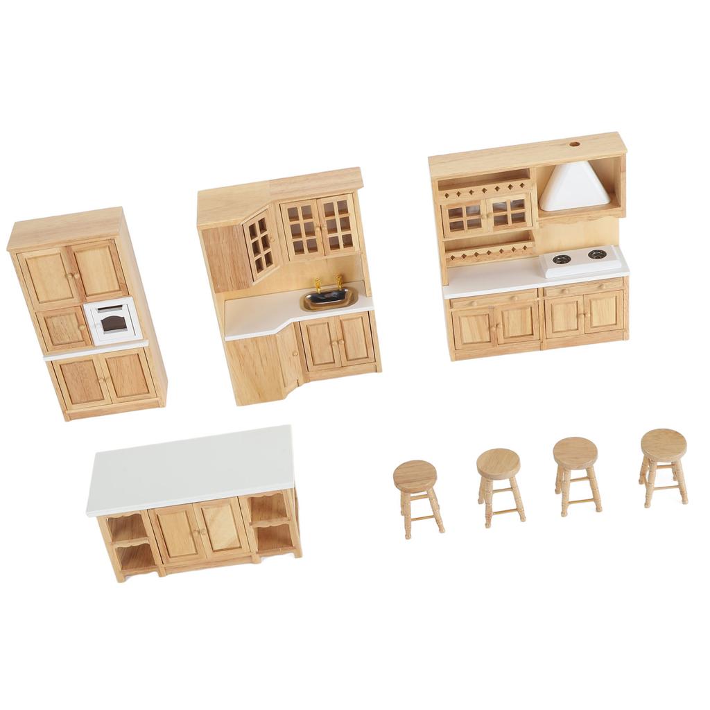 1:12 масштабная деревянная кукольная мебель для кукольного домика, реалистичные миниатюрные кухонные шкафы