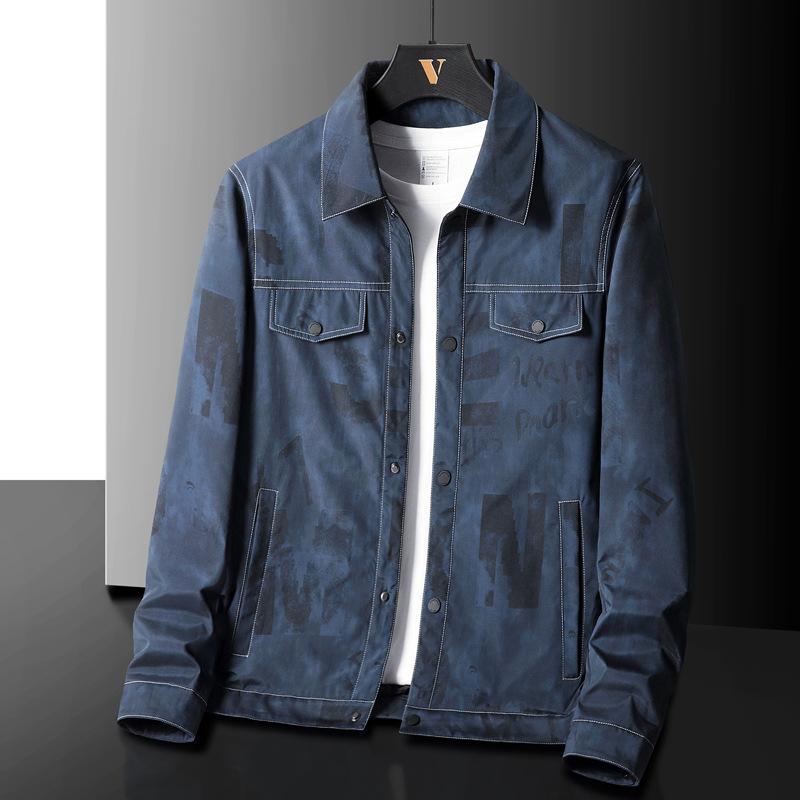 Work Jacket Men's New Spring and Autumn Trendy Casual Splicing Versatile Lapel Top Korean Style Men's Jacket