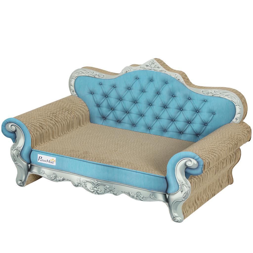 2-in-1 Cat Scratcher with Catnip for Indoor Cats, Light Blue
