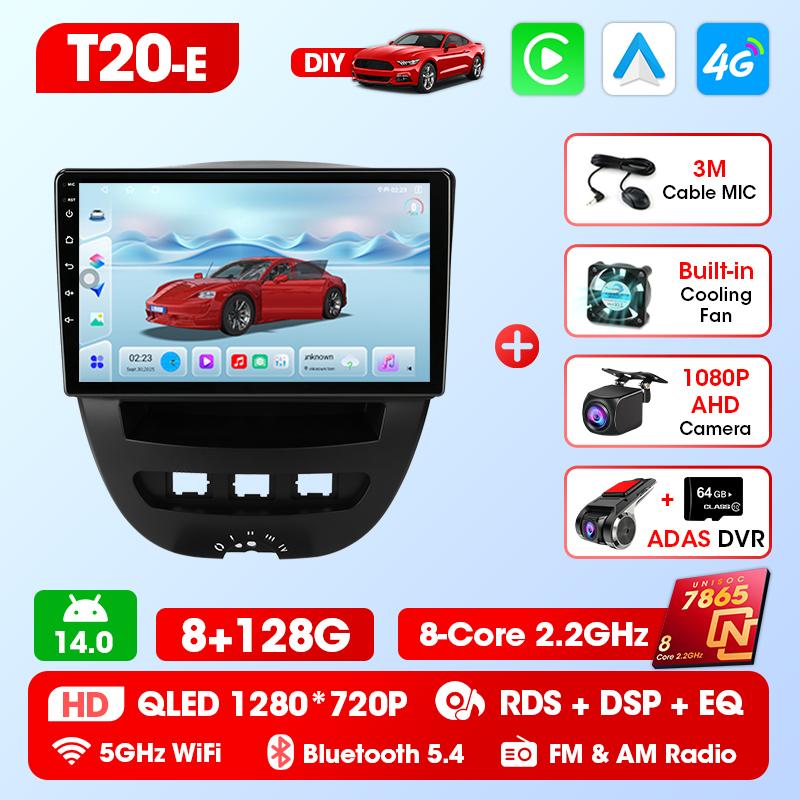 For Peugeot 107 Toyota Aygo Citroen C1 2005-2014Srnubi 2 Din Head Unit Carplay Android Auto Car Radio Multimedia Video Player GPS Navigation Support