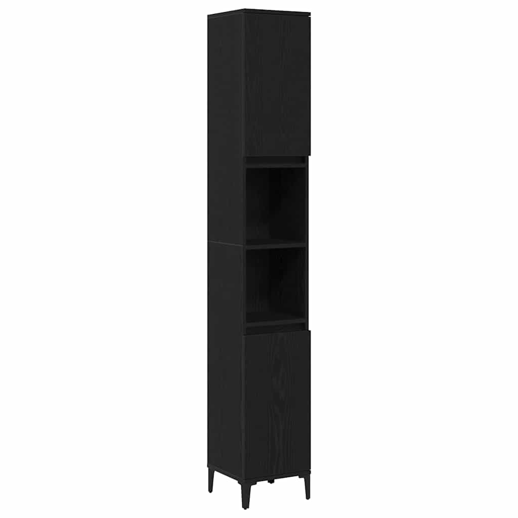 Wall Mounted Bathroom Furniture Set 3 pcs Black Oak Effect