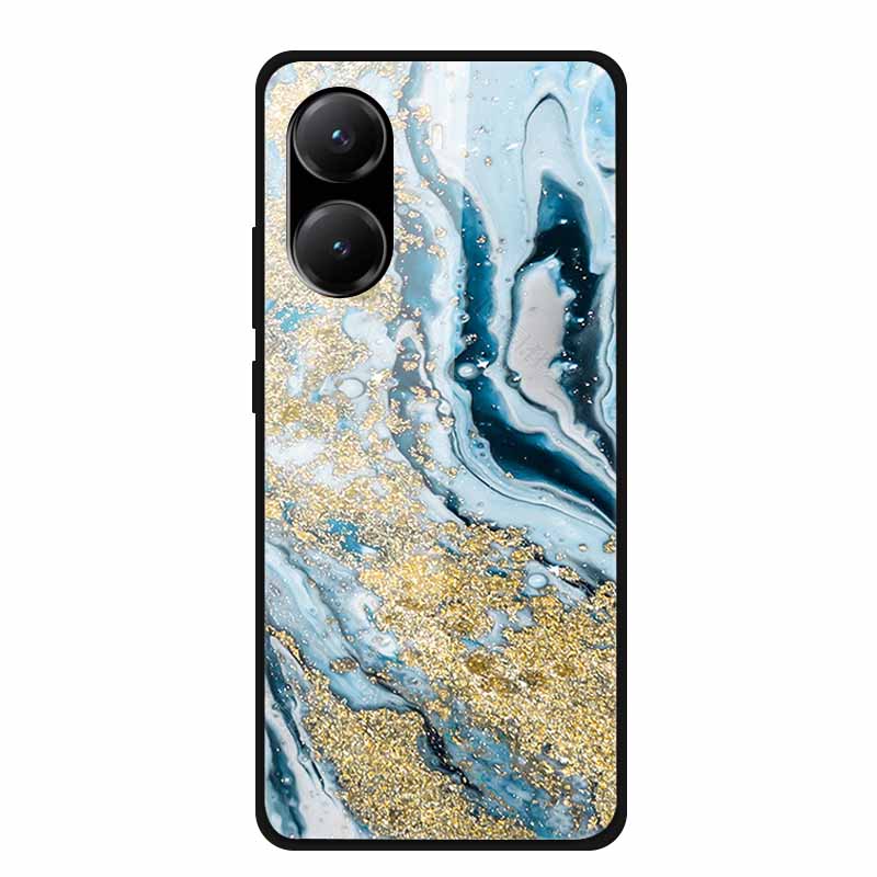Закаленное Стекло Чехол для Poco X7 Pro Задняя Крышка ПК Жесткие Ударопрочные Чехлы для Xiaomi PocoX7 Pro Funda Мраморная Текстура Модный Coque