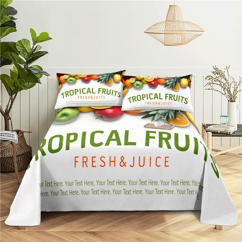 Комплект постельного белья Fresh Fruit 0.9/1.2/1.5/1.8/2.0m с цифровой печатью из полиэстера и наволочкой