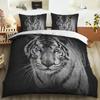 Tiger Lion Leopard Duvet Cover Set Animal Theme 3D Bedding Set King Queen Size For Kids Boy Girl Teens Polyester Comforter Cover