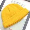 Solid color versatile knitted hat women's autumn and winter wool hat thickened thermal light board crimped cover head melon fur hat men