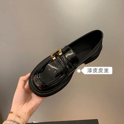 Женские лоферы на платформе, осенне-зимние кожаные ретро французские туфли-однопедальки, женская обувь в британском стиле, бархатные маленькие кожаные туфли