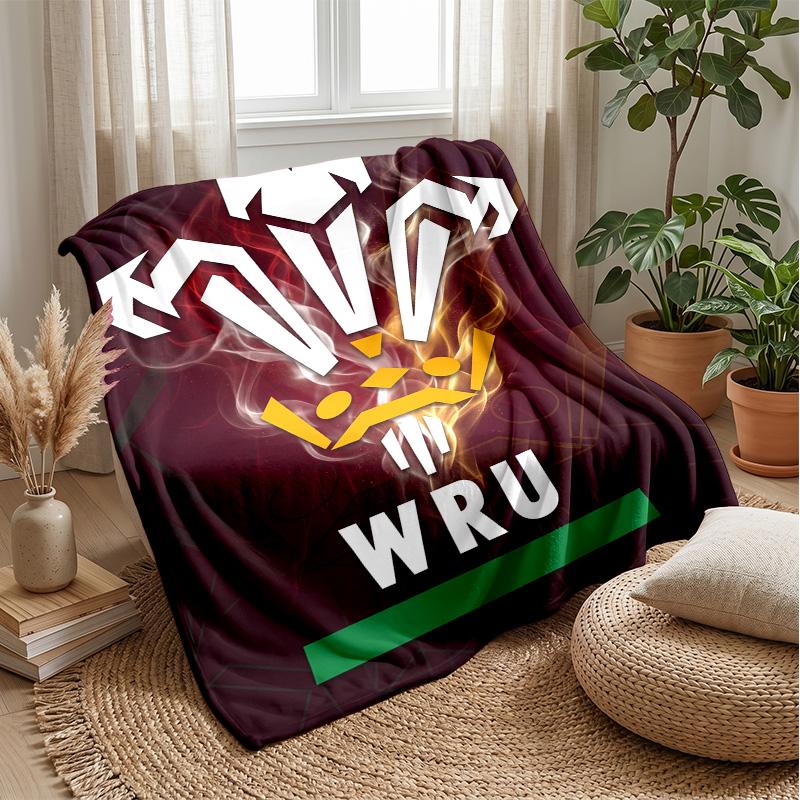 Wales Rugby Flannel Fleece Blanket Cozy Warm Throw Blanket For Couch Bed Travel All Season Use