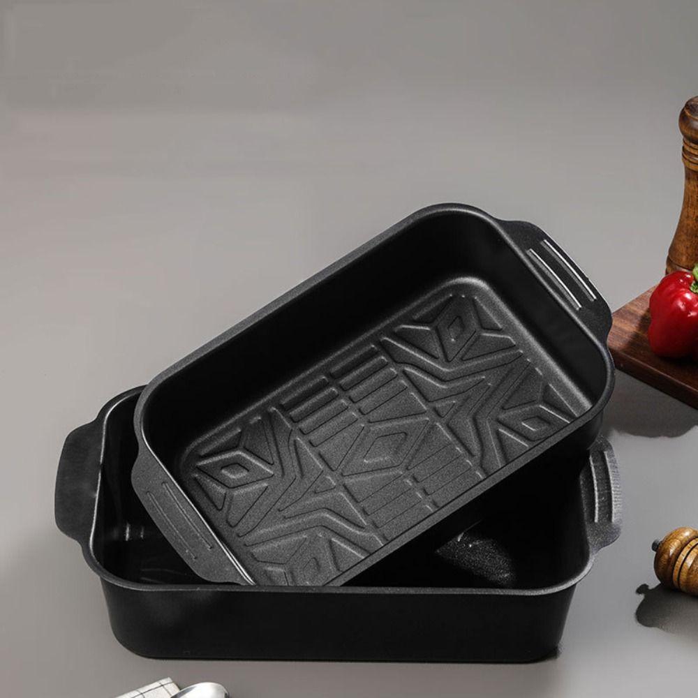 Carbon Steel Grilled Fish Dish Non Stick Pan Rectangular Baking Pan Seafood Tray Induction Cooker